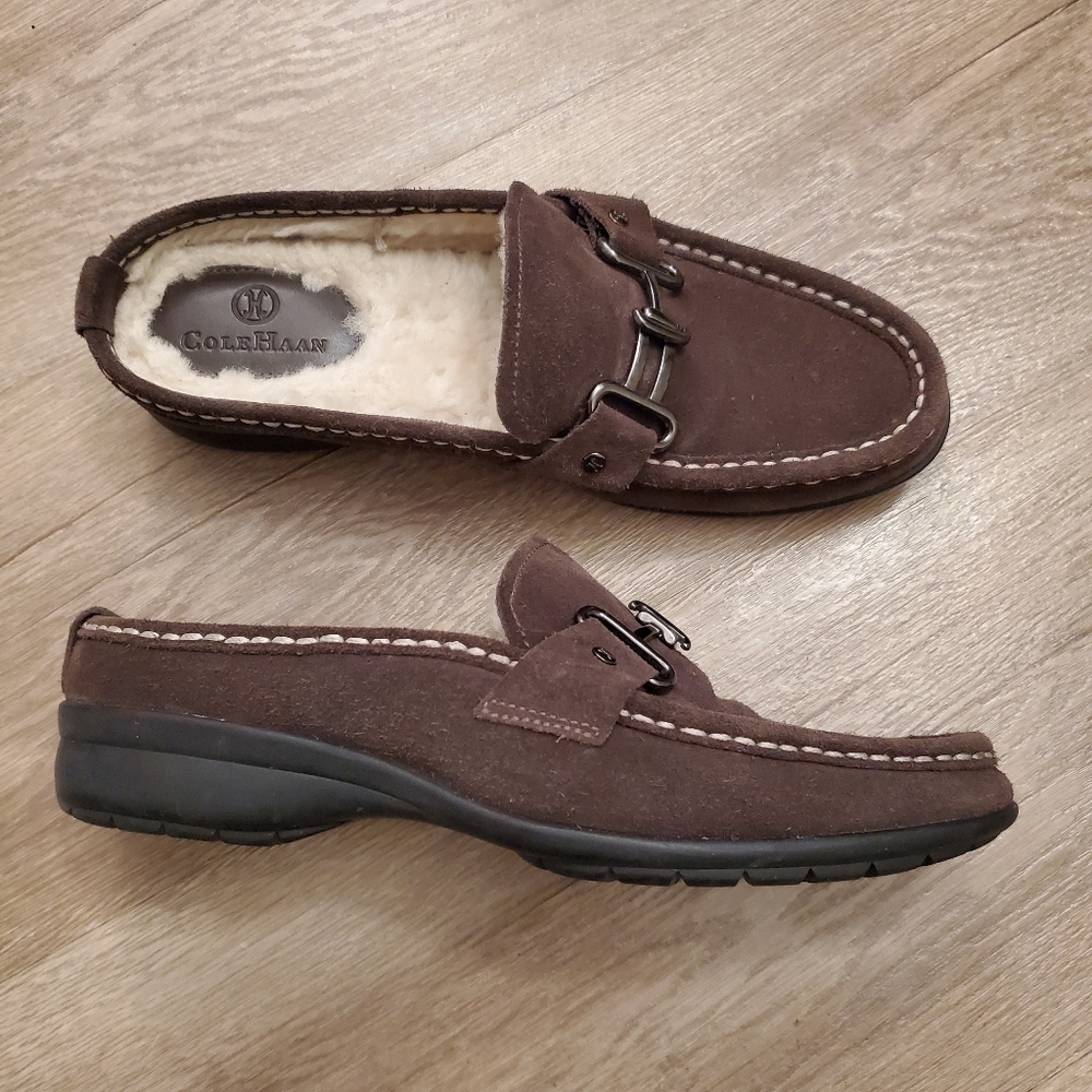 Cole Haan Mardi suede mule w/shearling lining